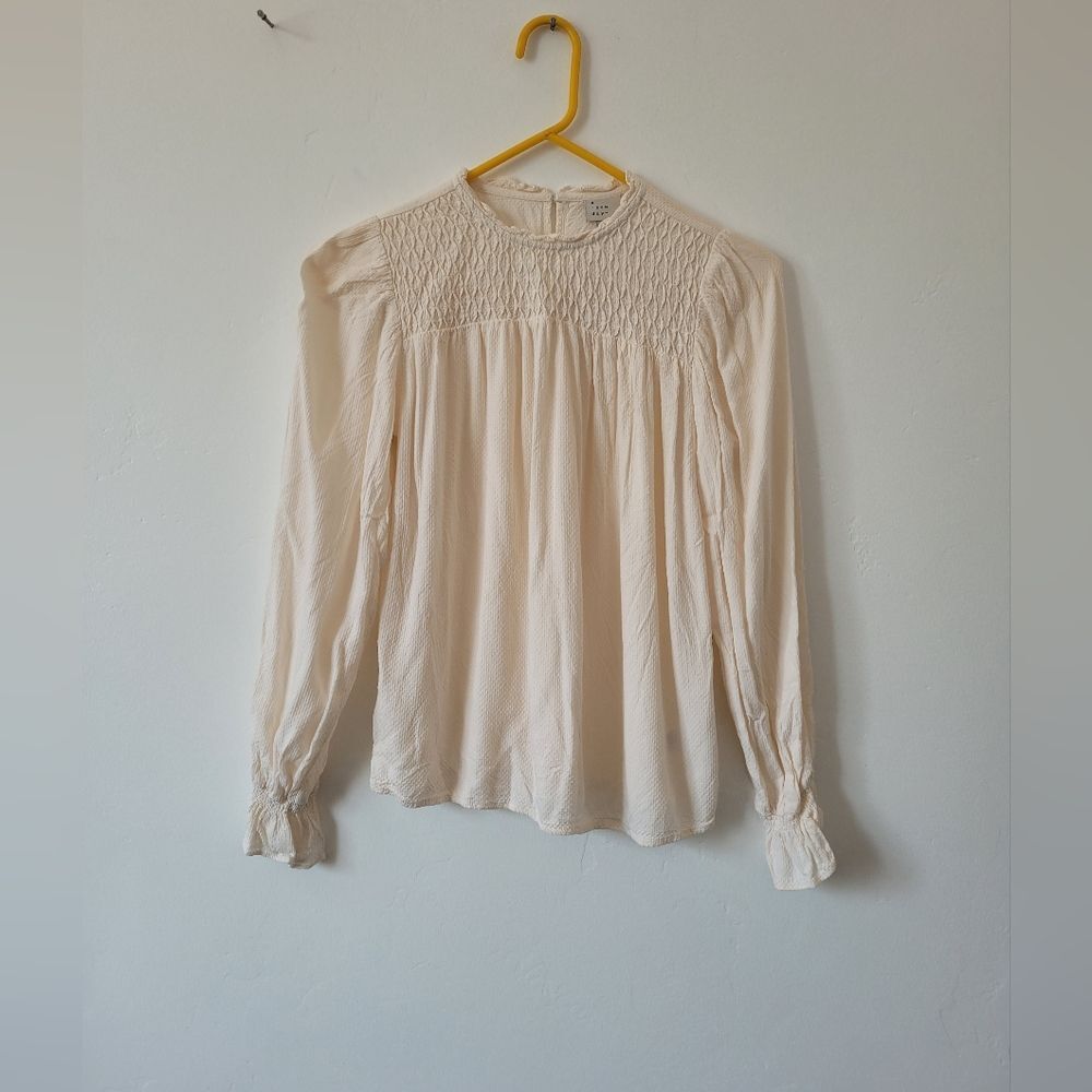 Ivory Peasant Blouse Feminine Romantic Cottagecore Pastoral Tradwife Modest XS - Picture 6 of 12